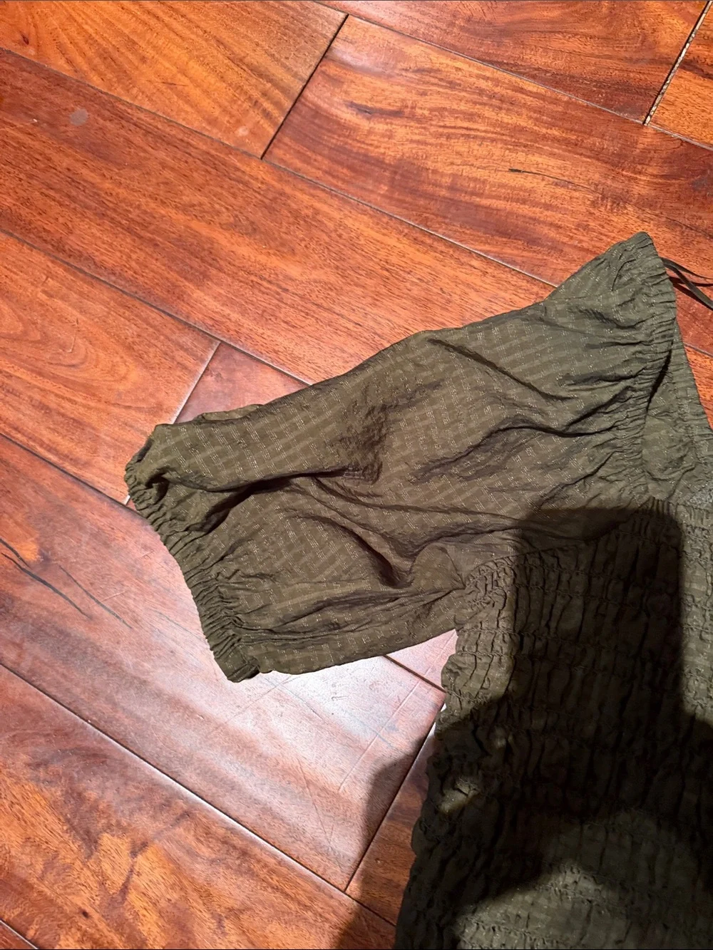 Old Navy Olive Green Smocked Puff Sleeve Top